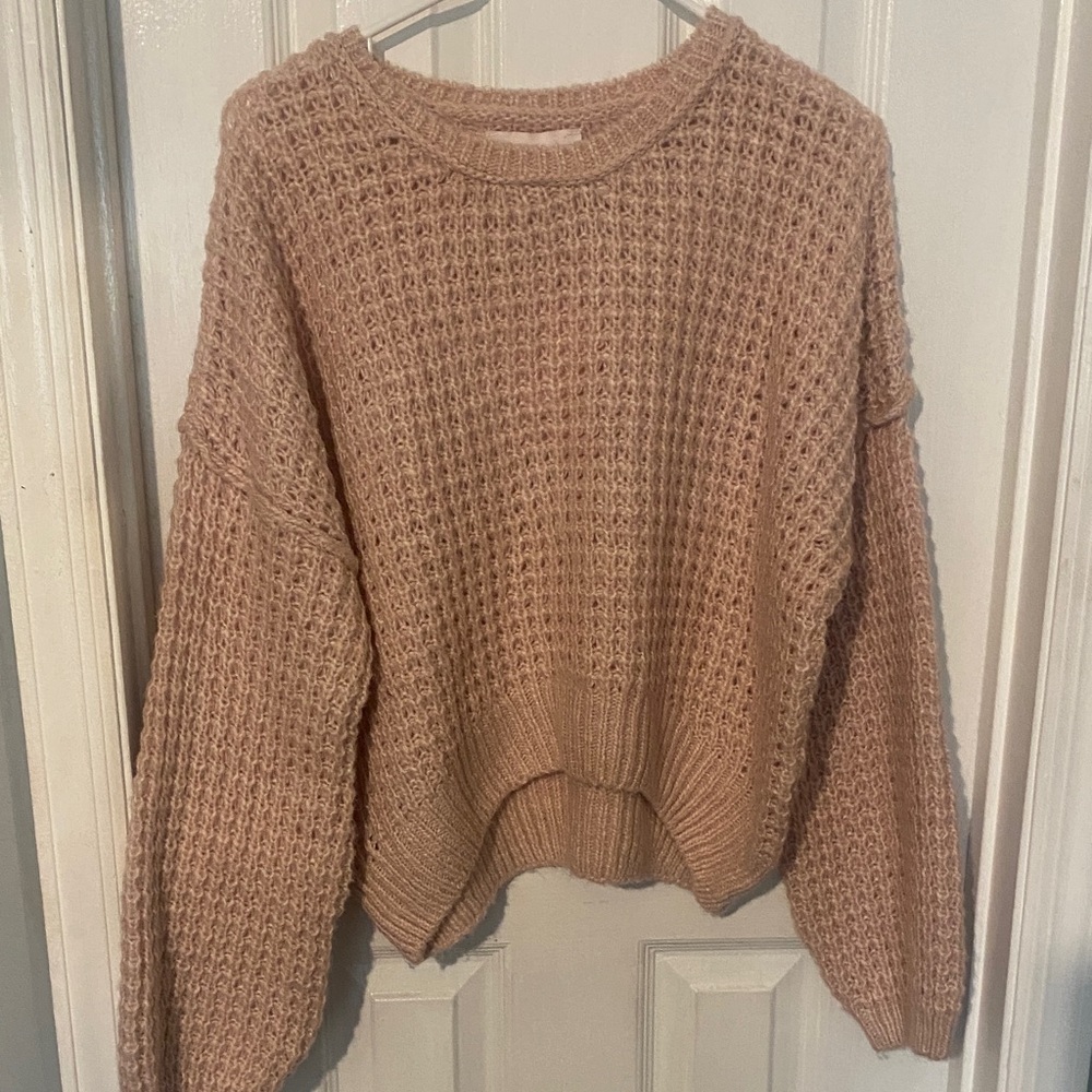 Pink Rose Women's Sweater - Warm Tan